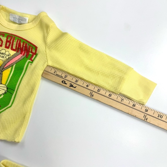 Vintage 80s Warner Bros Bugs Bunny Yellow Thermal Baby Pajama Set Sz 12M Retro - Picture 7 of 11